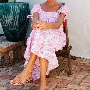 Perry Walker Collective Grace Midi Dress Preppy Boho Cotton Womens OS